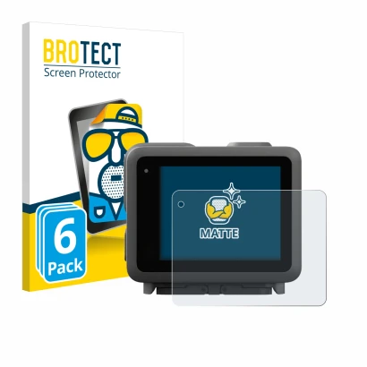 Front side of a product packaging with the brand logo BROTECT. Next to it is the device GoPro Lit Hero shown with the correspo