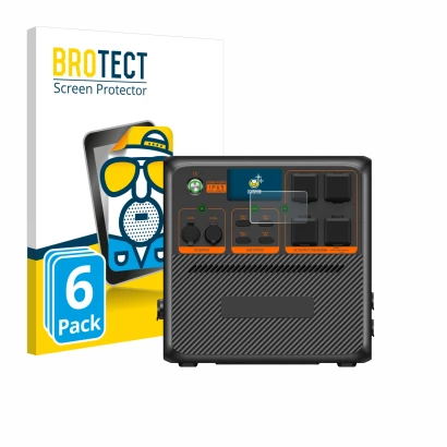 Front side of a product packaging with the brand logo BROTECT. Next to it is the device Bluetti AC240P shown with the correspo