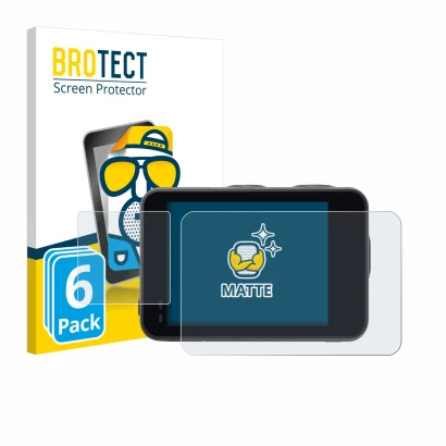 Front side of a product packaging with the brand logo BROTECT. Next to it is the device Akaso Brave 7 shown with the correspon