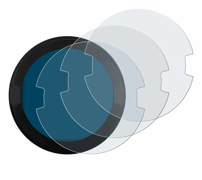 Image of the device OOONO P-DISC NO2 with a wide variety of screen protectors.