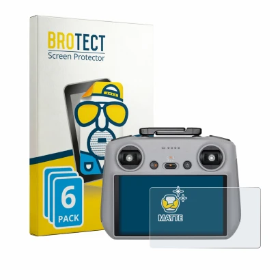 Front side of a product packaging with the brand logo BROTECT. Next to it is the device DJI RC 2 2025 shown with the correspon