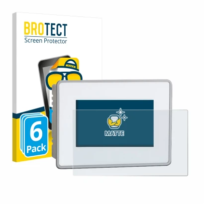 Front side of a product packaging with the brand logo BROTECT. Next to it is the device BUCHER automation JetView 1004 shown w
