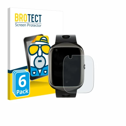 Front side of a product packaging with the brand logo BROTECT. Next to it is the device ABUBU SmartWatch PBL2 shown with the c