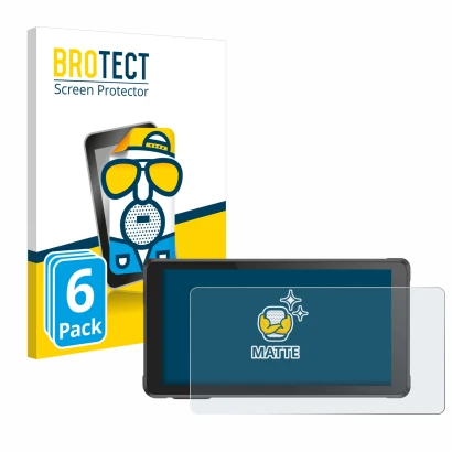 Front side of a product packaging with the brand logo BROTECT. Next to it is the device Interphone RideSync shown with the cor