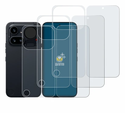 Image of the device Nothing Phone (4a) Pro (Front+Back) with a wide variety of screen protectors.