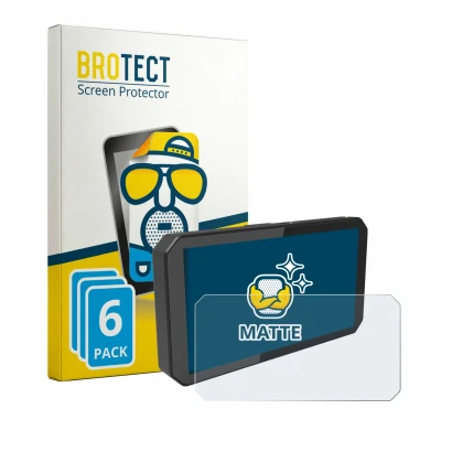 Front side of a product packaging with the brand logo BROTECT. Next to it is the device Innovv N1 Pro 5.99" shown with the cor