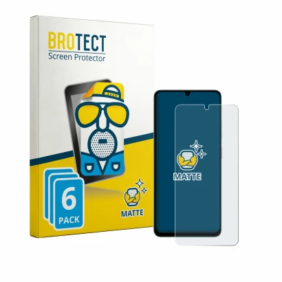 Front side of a product packaging with the brand logo BROTECT. Next to it is the device ZTE Blade A36 shown with the correspon