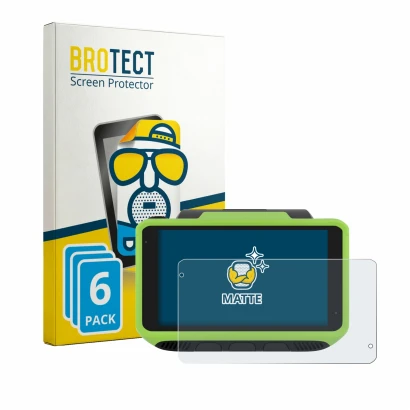 Front side of a product packaging with the brand logo BROTECT. Next to it is the device Zebra WT6400 shown with the correspond