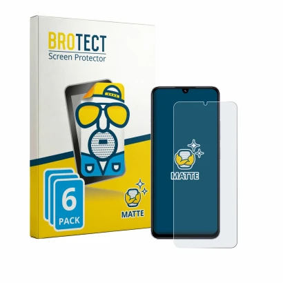 Front side of a product packaging with the brand logo BROTECT. Next to it is the device Xiaomi Redmi A4 shown with the corresp