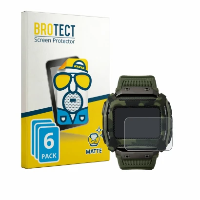 Front side of a product packaging with the brand logo BROTECT. Next to it is the device Timex Command Shock shown with the cor