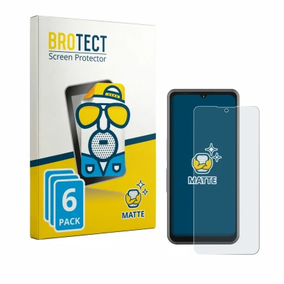 Front side of a product packaging with the brand logo BROTECT. Next to it is the device Sonim XP Pro E shown with the correspo