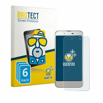 Front side of a product packaging with the brand logo BROTECT. Next to it is the device Sharp Aquos SHV37 shown with the corre