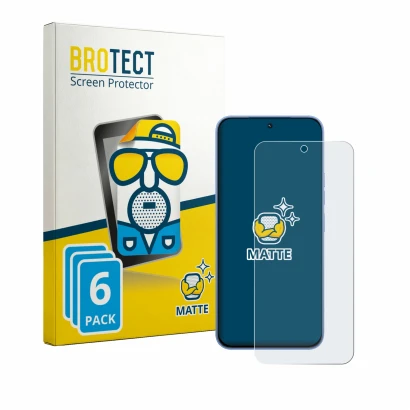 Front side of a product packaging with the brand logo BROTECT. Next to it is the device Tecno Spark 50 Pro shown with the corr
