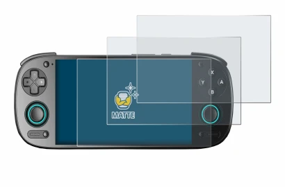 Image of the device Retroid Pocket 5 with a wide variety of screen protectors.