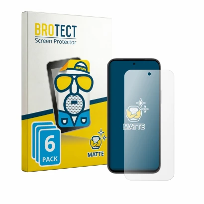 Front side of a product packaging with the brand logo BROTECT. Next to it is the device Honor X6e shown with the corresponding