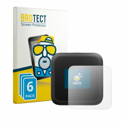Front side of a product packaging with the brand logo BROTECT. Next to it is the device Netgear Nighthawk M3 shown with the co