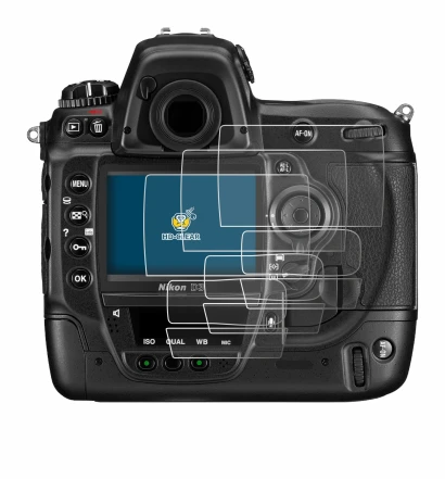 Image of the device Nikon D3 with a wide variety of screen protectors.