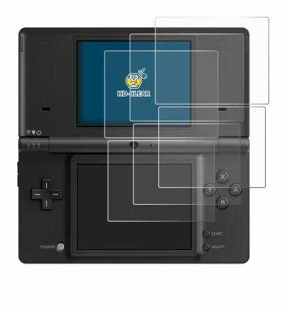 Image of the device Nintendo DSi with a wide variety of screen protectors.