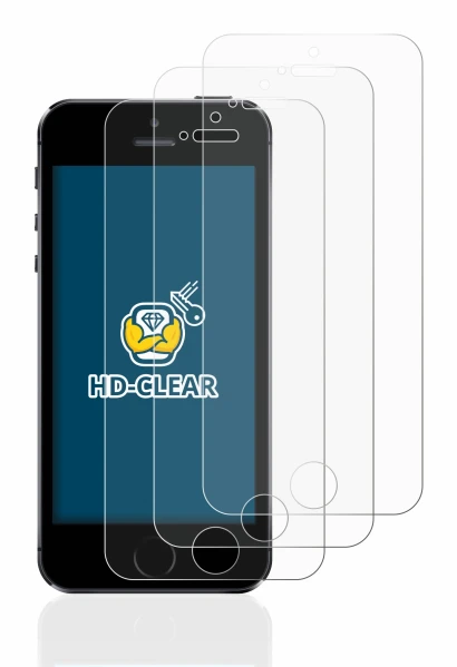 Image of the device Apple iPhone 5S with a wide variety of screen protectors.