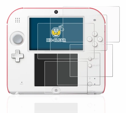 Image of the device Nintendo 2DS with a wide variety of screen protectors.