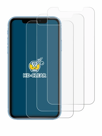 Image of the device Apple iPhone XR with a wide variety of screen protectors.