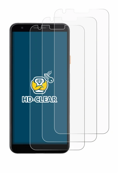 Image of the device Google Pixel 3a with a wide variety of screen protectors.