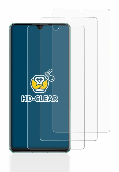 Image of the device Huawei P30 with a wide variety of screen protectors.
