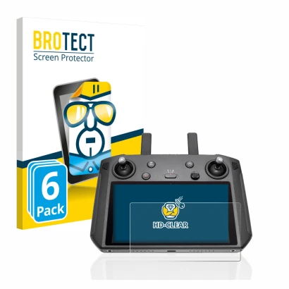 Front side of a product packaging with the brand logo BROTECT. Next to it is the device DJI Smart Controller shown with the co