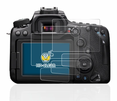 Image of the device Canon EOS 90D with a wide variety of screen protectors.
