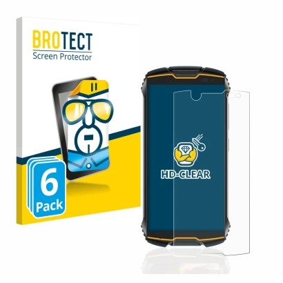 Front side of a product packaging with the brand logo BROTECT. Next to it is the device Cubot King Kong Mini shown with the co