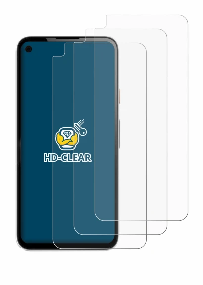 Image of the device Google Pixel 4a with a wide variety of screen protectors.