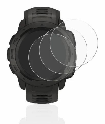 Image of the device Garmin Instinct Solar with a wide variety of screen protectors.