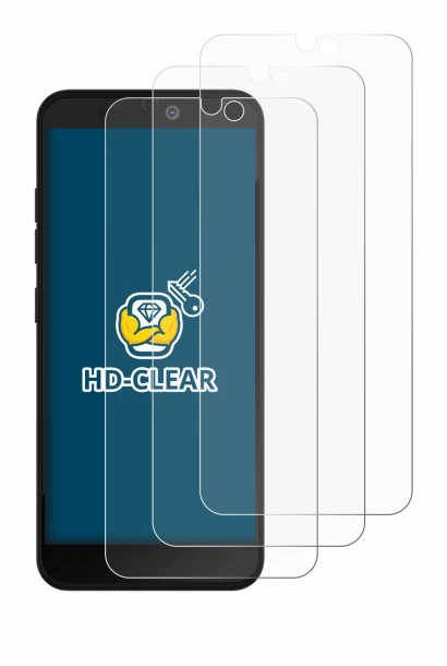 Image of the device Fairphone 3 Plus with a wide variety of screen protectors.