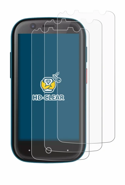 Image of the device Unihertz Jelly 2 with a wide variety of screen protectors.