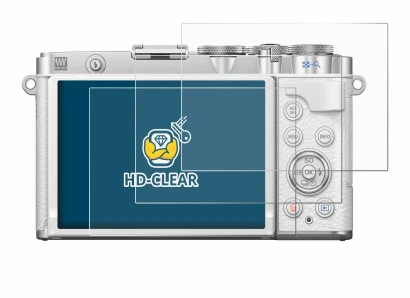 Image of the device Olympus PEN E-P7 with a wide variety of screen protectors.