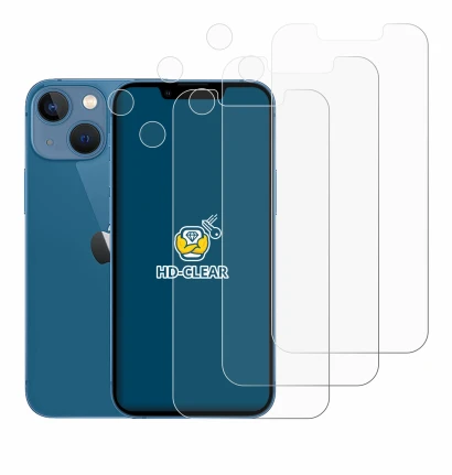 Image of the device Apple iPhone 13 mini (Front+Camera) with a wide variety of screen protectors.