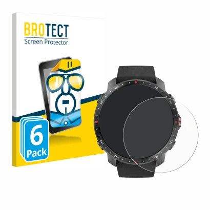 Front side of a product packaging with the brand logo BROTECT. Next to it is the device Polar Grit X Pro shown with the corres