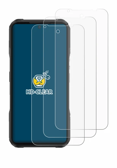 Image of the device Doogee V20 with a wide variety of screen protectors.
