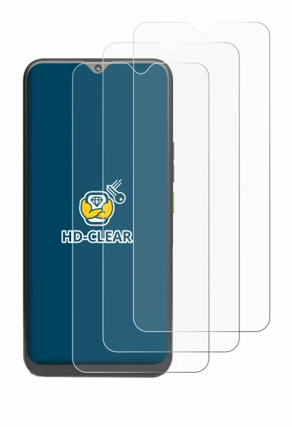 Image of the device 4G Systems Rephone with a wide variety of screen protectors.