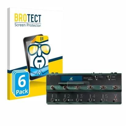 Front side of a product packaging with the brand logo BROTECT. Next to it is the device Kemper Profiler Remote shown with the