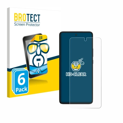 Front side of a product packaging with the brand logo BROTECT. Next to it is the device Motorola Edge 30 shown with the corres