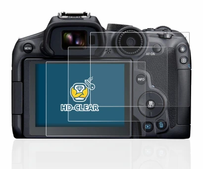 Image of the device Canon EOS R7 with a wide variety of screen protectors.