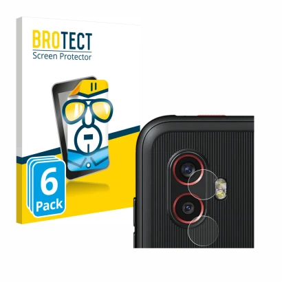 Front side of a product packaging with the brand logo BROTECT. Next to it is the device Samsung Galaxy Xcover 6 Pro (ONLY Came