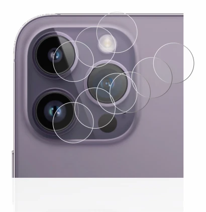 Image of the device Apple iPhone 14 Pro Max (ONLY Camera Lens) with a wide variety of screen protectors.