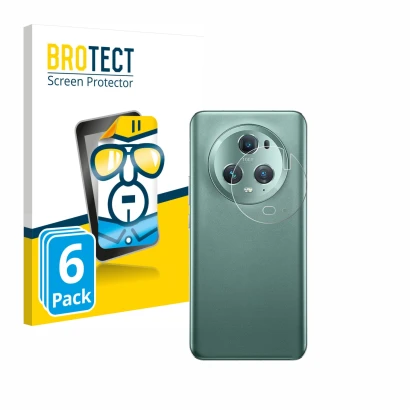 Front side of a product packaging with the brand logo BROTECT. Next to it is the device Honor Magic 5 Pro (ONLY Camera Lens) s