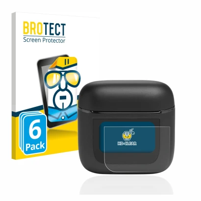 Front side of a product packaging with the brand logo BROTECT. Next to it is the device JBL Tour Pro 2 shown with the correspo