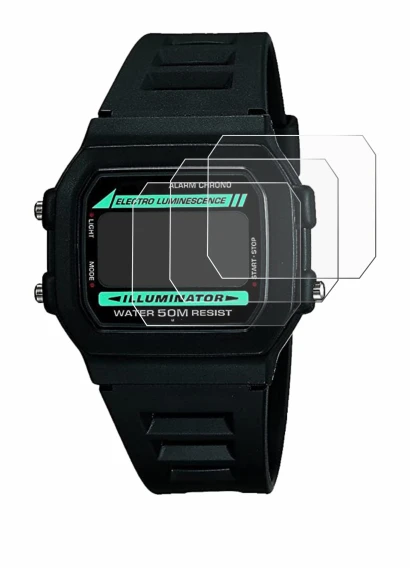 Image of the device Casio W-86-1VQES with a wide variety of screen protectors.