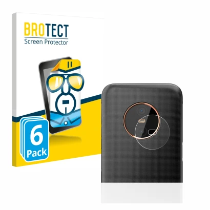 Front side of a product packaging with the brand logo BROTECT. Next to it is the device Gigaset GX6 (ONLY Camera Lens) shown w