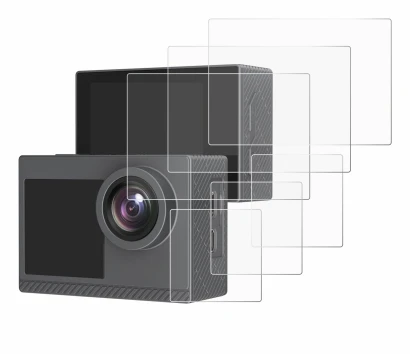 Image of the device Akaso Brave 4 Pro with a wide variety of screen protectors.