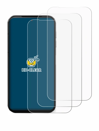 Image of the device Fairphone 5 with a wide variety of screen protectors.